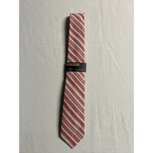 Dockers Slim Necktie  - Red And White Diagonal Stripes Handmade - NWT